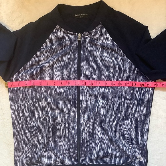 TUFF ATHLETICS WOMENS BLUE & WHITE PATTERNED ZIP UP JACKET/ Size Large - Picture 7 of 9